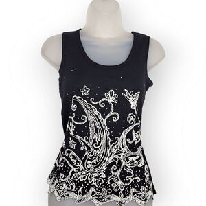MKM Designs Y2K Ribbed Tank with Glitter and Sequins size Medium